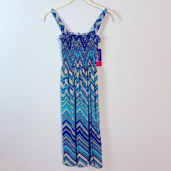 American Fashion Jr.Miss S/M Boho Chevron Print Aqua Sundress - Picture 1 of 7